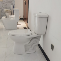 Ensemble WC moderne à double chasse siphonique, toilettes en céramique allongées deux pièces avec abattant à fermeture douce