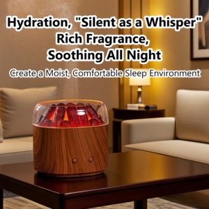 New Simulation Furnace Charcoal Wood Grain Aroma <b>Diffuser</b> <b>Essential</b> <b>Oil</b> Humidifier Hotel Use 160ml Capacity Touch Control Humidi - Product Image 2