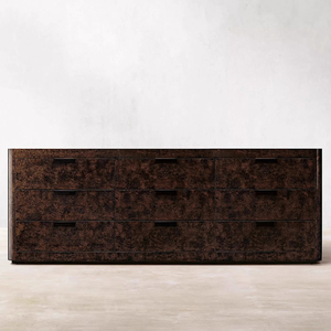 Modern American Style Burl Furniture 5-9drawer <strong>Cabinet</strong> Brown and <strong>Black</strong> Living Room Retro Design Rectangle Shiny Wooden - Product Image 4