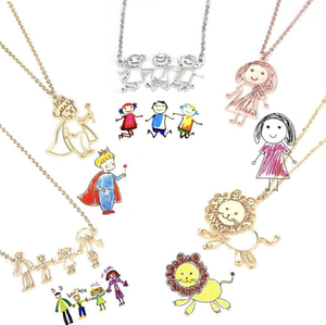 Nouveau personnalisé givré <span class=keywords><strong>Portrait</strong></span> Photo nom collier <span class=keywords><strong>dessin</strong></span> animé photo collier enfants nom plaque Alphabet bricolage pendentif collier - Product Image 4