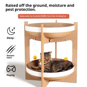 Nieuwe Milieuvriendelijke Moderne Dubbellaagse Kattenkrasplank Kattenhuis Duurzaam Krasbestendig Slotrand Voor Het Hele Seizoen Gegolfd - Product Image 5