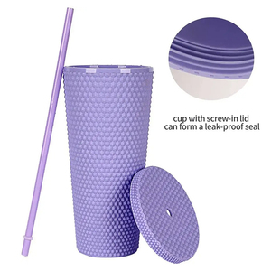 Gobelet à café en plastique à double paroi avec couvercle et paille, 24 oz, vente en gros - Product Image 2