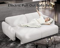 Sofá Cama Eléctrico Moderno Minimalista Morden Fort con 4 Puertos de Carga USB, Respaldo Grueso, Cómodo, 3 Plazas, para Sala de Estar, Color Beige
