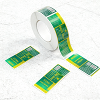 Autocollants personnalisés en film holographique brillant estampés à chaud, étiquettes imprimées de haute qualité, emballage de carton pour la marque du produit