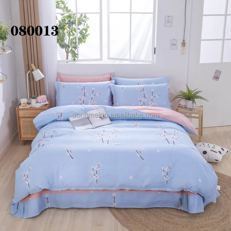 Nantong Tekstil Rumah 100% Katun Selimut Penutup Rumah 4 Buah Sprei Set Seprai Selimut Kualitas Set