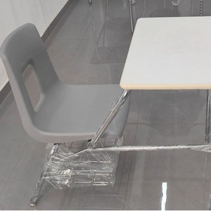 Ensemble bureau et chaise pour étudiants, 93x60x70 Cm, dessus en plastique gris, cadre en métal, mobilier scolaire durable, Design minimaliste - Product Image 5