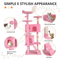 Usine personnalisée moderne de luxe rose en peluche grand chat escalade arbre à gratter condo avec grattoirs et lit