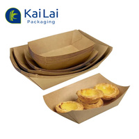 Barquettes jetables en papier biodégradables en gros pour sushis, assiettes de service en forme de bateau pour aliments, en stock