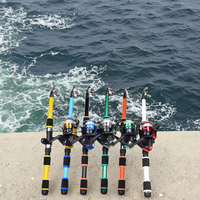 1.5m 1.8m Joran Pancing Anak Portable Teleskopik Mini Feeder Fiberglass Ultralight Set Reel Daiwa untuk Memancing Ikan Mas dan Laut