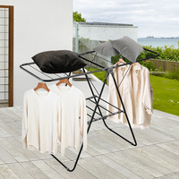 Séchoir à linge pliable traditionnel à double niveau en métal pour balcon et salle de bain