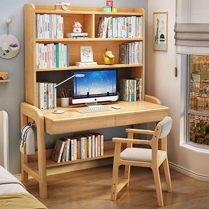 Conjunto de escritorio y estantería de madera maciza de 80x60x190cm para niños, estudio, dormitorio, uso doméstico - Product Image 2