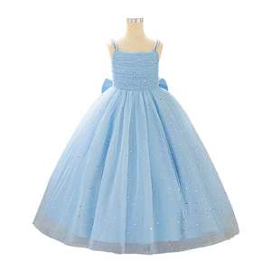 Vestido de Verano para Niñas con Bordado Floral, Cuello Redondo de Satén y Lazo, para Fiestas Formales y Bodas - Product Image 5