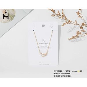 Collana in Acciaio Inossidabile Capricornio Acero con Zirconia Cubica per Donna, Gioielli alla Moda - Product Image 1