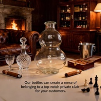 Verre de gourde transparent créatif 350ml boisson bouteille de vin liège scellé auto-brassé emballage de vin bouteille vide vin de fruits