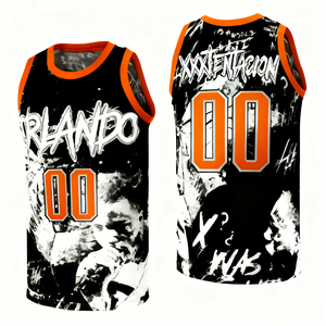 Camiseta de Baloncesto Personalizada con Bordado, Estilo Musical y de Moda, Malla de Poliéster Estampada con Graffiti, Uniforme Urbano Hip-hop - Product Image 3