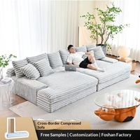 Ensemble canapé-lit compact moderne et minimaliste, style décontracté, rembourrage en velours côtelé, assise extra profonde ultra-douce, amovible, lavable, polyvalent