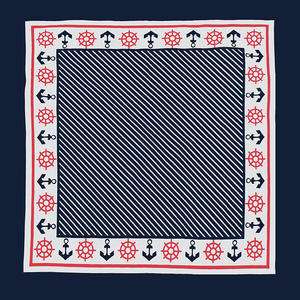 Bufanda clásica de moda europea y británica océano Pañuelo cuadrado bufanda de muñeca Algodón puro azul marino viento mar ancla impreso Bandana - Product Image 5