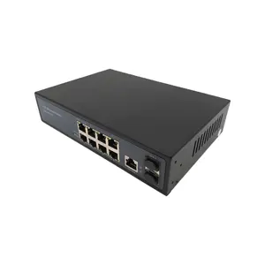 Poe switch gerido 8 portas gigabit + 2 portas, fibra sfp detecção automática, 802.3at 24v, potência passiva sobre ethernet switch