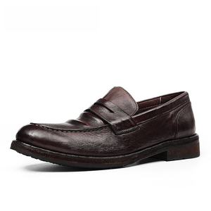 Chaussures habillées Oxford décontractées rétro pour hommes, bout rond, dessus en cuir de cheval lavé, semelle en cuir véritable - Product Image 4