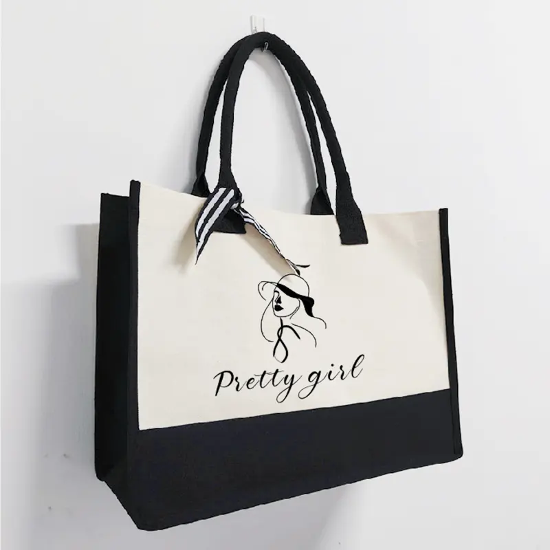 Hot sale Large capacity Gift canvas shopping bag for women waterproof book packing bags jute jumbo tote bag