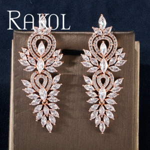 RAKOL EP2181 2024 nouveauté argent bijoux de mariée sans allergie coréen Zircon cristal <span class=keywords><strong>boucle</strong></span> d'oreille pour <span class=keywords><strong>femme</strong></span> - Product Image 2