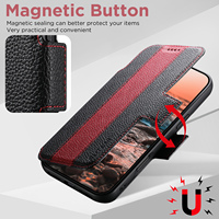 Étui de téléphone portefeuille magnétique à chargement sans fil avec béquille, texture litchi en PU, personnalisé, directement de l'usine OEM/ODM, pour la série Apple