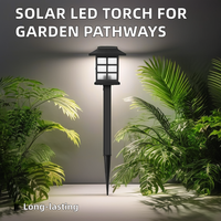 Lampe LED solaire d'extérieur pour jardin, design moderne, en plastique, IP67, motif torche, pour allée, éclairage de cour