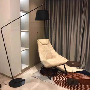 Modern Arched <strong>Floor</strong> <strong>Lamp</strong> with Hanging Drum <strong>Shade</strong> Minimalist Black Arc Light <strong>for</strong> Living Room - Product Image 6