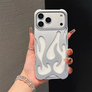เคสโทรศัพท์ลายเปลวไฟ 3 มิติ แบบด้าน สำหรับ iPhone 17 16 15 14 Pro Max ดีไซน์สร้างสรรค์ ชุบไฟฟ้า นุ่ม - Product Image 5