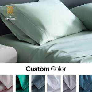 Nhà Máy Dệt Sang Trọng 400 Chủ Đề Đếm 100% Bông Khăn Trải Giường Phong Cách Hiện Đại 4-Mảnh Vua Kích Thước Giường Đặt Màu Sắc Rắn Chất Lượng Khách Sạn - Product Image 4