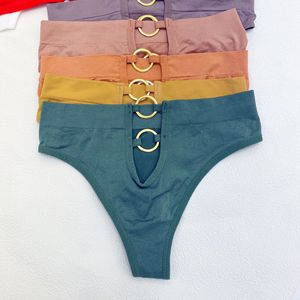 Culottes string de sport pour femmes, lingerie ajourée avec technique de teinture unie, logo personnalisé sur la taille, sans couture et écologique - Product Image 3