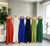 Robe longue plissée sexy et élégante pour femmes africaines, style bohème pour les vacances, robe décontractée à bretelles fines pour femmes