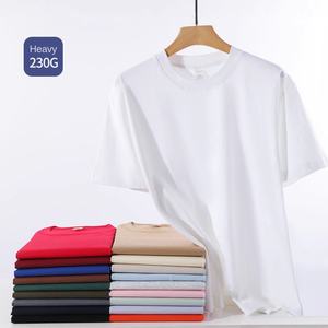 T-shirt décontracté uni pour homme, col rond, manches courtes, en coton tricoté 230g, anti-boulochage, coupe ample, imprimé sérigraphié, idéal pour l'été - Product Image 3