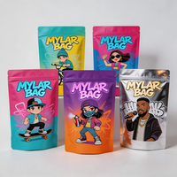 Sachets refermables personnalisés à fermeture éclair, 3,5 g, en aluminium, anti-odeur, pour aliments, en Mylar, sacs en plastique