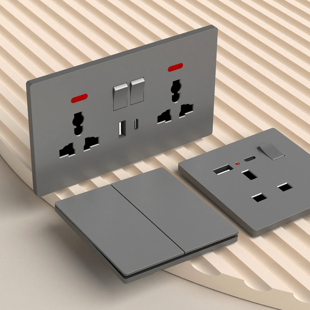 KESHIQI High Quality 86mm Premium Matte PC BS Standard 13A Wall Sockets and Switches for Home Office