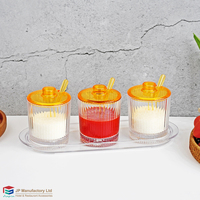 Ensemble de pots à condiments colorés et mignons, pots à sucre et à sel côtelés, boîte à condiments à rayures verticales
