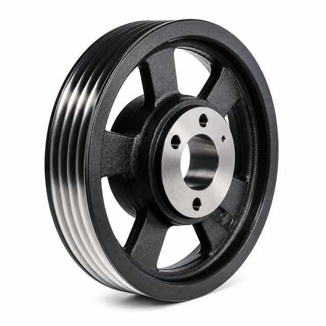 Custom Multi Groove Pulley Cast Iron Belt Wheel CNC Machined Hub Casting Services for Industrial Drive Systems