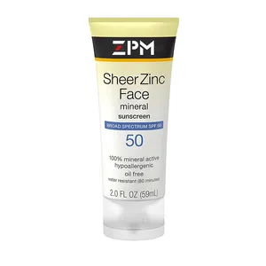 Высококачественный прозрачный солнцезащитный крем для лица с диоксидом цинка и сухим прикосновением, широкий спектр SPF 50
