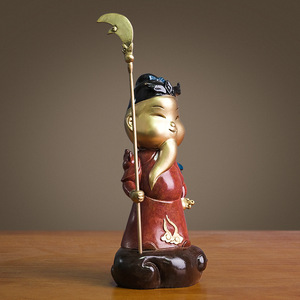 Figurine en laiton Guan Gong version Q, en cuivre et or, faite à la main, décoration de dessin animé, cadeau du Nouvel An chinois pour le salon - Product Image 2