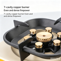 Réchaud à gaz butane portable haute puissance Orangegaz 8800W, réchaud de camping au butane avec 6+1 brûleurs, réchaud de camping extérieur coupe-vent