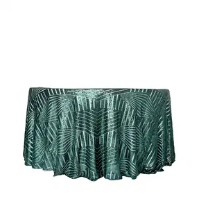 Cubierta de mesa bordada con lentejuelas de encaje para salón de banquetes, color verde esmeralda, para boda