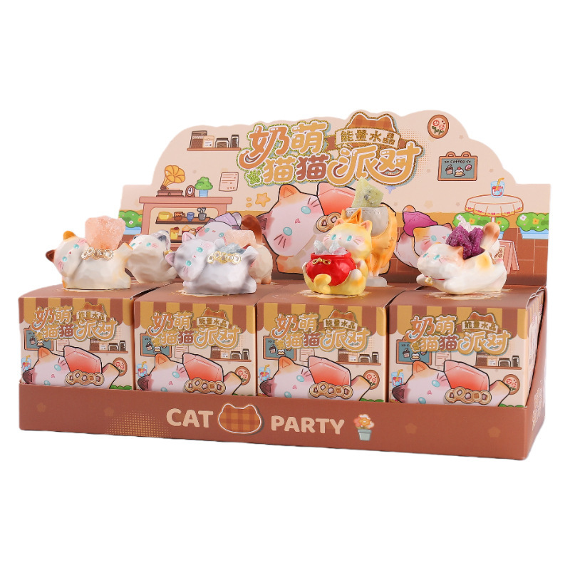 A097 กล่องคริสตัลพลังงานลายแมวน่ารักสำหรับปาร์ตี้ - 1 สี (8 ชิ้น)