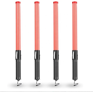Bastón de Tráfico Corto de 37 cm, Bastón de Seguridad de Emergencia de Plástico con LED, Bastón de Seguridad Vial Intermitente para Control de Tráfico en Carreteras y Ferrocarriles - Product Image 1