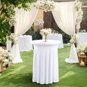 Modern Simple Round White Polyester Non-Slip Fabric <b>Cover</b> for Cocktail <b>Table</b> Skirt-Party & Wedding Use - Product Image 1