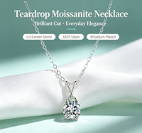 Collier en argent sterling S925 avec moissanite en forme de goutte d'eau de 1,5 carat, style or blanc, léger, luxueux, tendance, polyvalent, simple