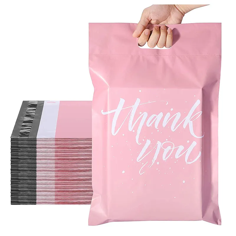 Vêtements Express Emballage Sac Auto-Adhésif Merci Poly Nude Mailer Logo Personnalisé Courrier Mailer Sacs Avec Poignée