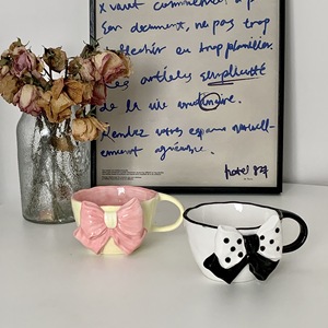 Taza de cerámica de lunares en blanco y negro con lazo tridimensional de estilo coreano Ins, taza de <span class=keywords><strong>desayuno</strong></span> - Product Image 4