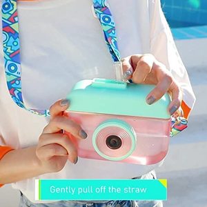 Borraccia carina da 400ml con cannuccia, borraccia senza BPA, borraccia a forma di fotocamera con tracolla regolabile per la scuola - Product Image 5