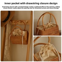 Keranjang Piknik & Tas Penyimpanan Rotan Gaya Korea Buatan Tangan untuk Musim Gugur - Anyaman Rustic Eksotis Multifungsi