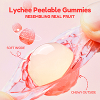 Heerlijke kauwbare zachte snoepjes gemaakt met 50% echt vers fruitsap. Kooday Lychee Peelable Gummies Lychee Peelable Candy